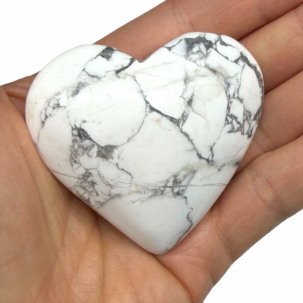 Howlite Puffy Heart Shaped Crystal Stone Carved Carving